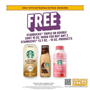 Buy 2 Get 1 Free. Only available through ExtraMile Extras Rewards.