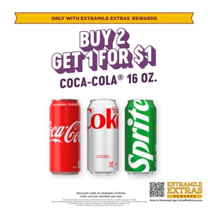 Buy 2 Get 1 for $1. Only available through ExtraMile Extras Rewards.