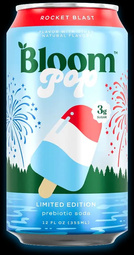 12fl oz can of bloom pop prebiotic soda