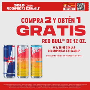 Compra 2 y obten 1 gratis redbull de 12 oz.
