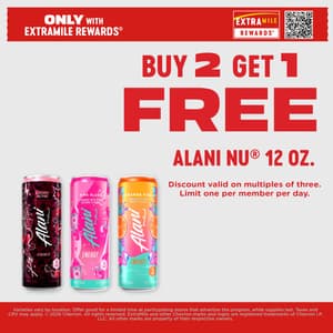ExtraMile Rewards offer buy two Alani Nu twelve ounce drinks and get one free