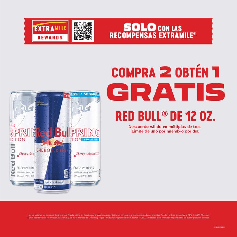 COMPRA 2 OBTÉN 1 GRATIS RED BULL DE 12 OZ.